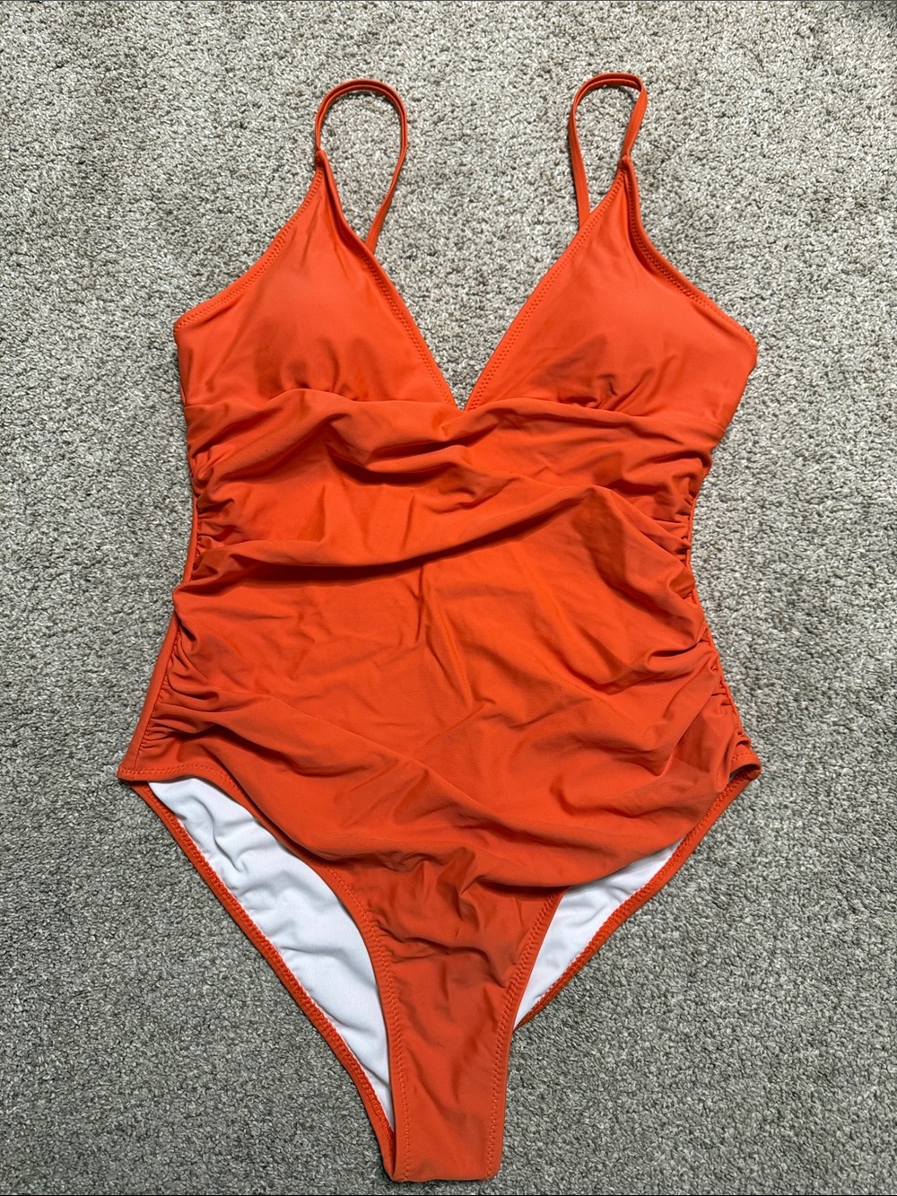 Cupshe Burnt Orange V-Neck One-Piece Swimsuit w/Ruching